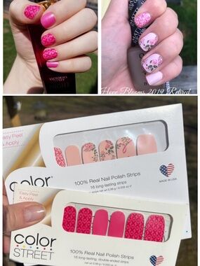 Retired Color Street Breast Cancer Pink Ribbon & Hope Blooms Nail